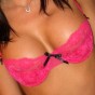 Sams big perky tits are almost popping out of her tiny pink bra