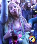 Hot drunk chick lets her friend play with her breast in public