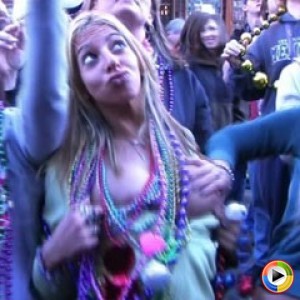 Hot drunk chick lets her friend play with her breast in public