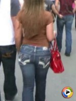 Follow a girl in tight jeans