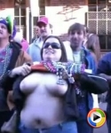 Watch as a chubby girl flashes her big juicy tits for beads at Mardi Gras