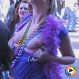 Hot girl flashes her tits for beads at Mardi Gras in New Orleans